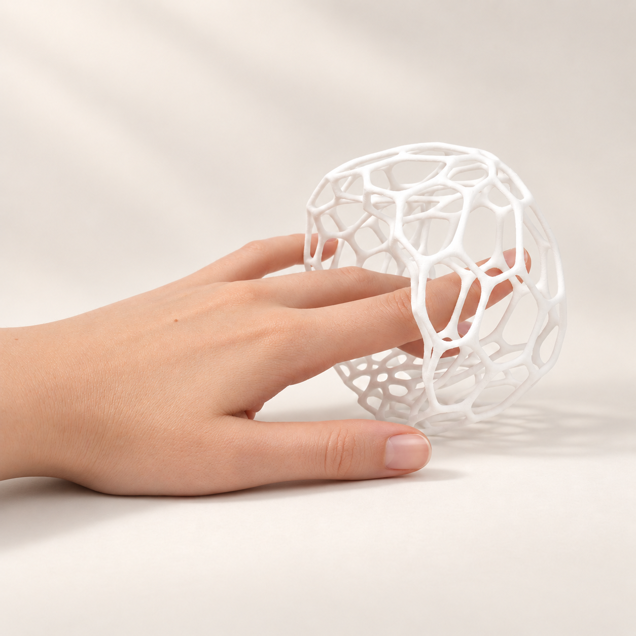 Bracelet Radiolaria blanc, impression 3D SLS