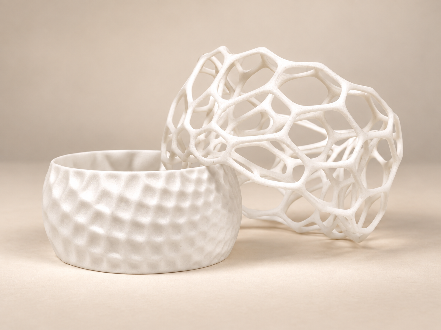 Objets Voronoi blancs, impression 3D SLS
